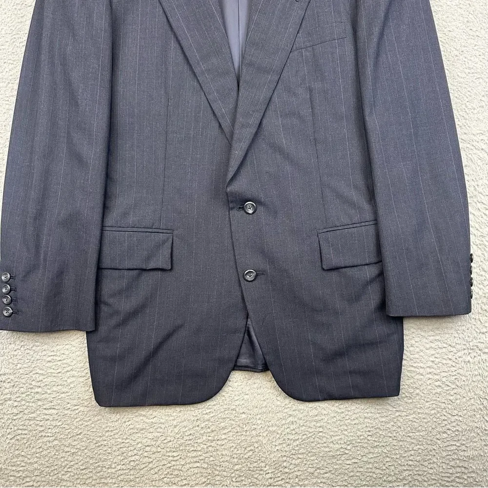 Holland & Sherry Savile Row Blazer Mens 42R Blue Bespoke Vintage USA Made Wool